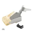 Simply 45 - S45-1155 - Standard Cat7a/7/6a Shielded External Ground RJ45 Modular Plugs with Bar45 Orange Tint, Hi/Lo Stagger - 50pcs/Jar