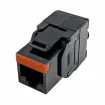 Simply 45 - S45-3500B - Cat5e UTP 180° Black Keystone Jack, Toolless, Dust Cover, w/6-Color Snap-On ID Bars Included. 1ea/bag