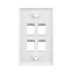 Simply 45 - S45-3204W-25 - 4 Port White Keystone Wall Plate, Standard, Single Gang, UL - 1EA/Bag, 25/Pack