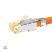 Simply 45 - S45-1155 - Standard Cat7a/7/6a Shielded External Ground RJ45 Modular Plugs with Bar45 Orange Tint, Hi/Lo Stagger - 50pcs/Jar