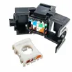 Simply 45 - S45-3500B - Cat5e UTP 180° Black Keystone Jack, Toolless, Dust Cover, w/6-Color Snap-On ID Bars Included. 1ea/bag