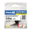 Simply 45 - S45-3500W - Cat5e UTP 180° White Keystone Jack, Toolless, Dust Cover, w/6-Color Snap-On ID Bars Included. 1ea/bag