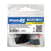 Simply 45 - S45-3500B - Cat5e UTP 180° Black Keystone Jack, Toolless, Dust Cover, w/6-Color Snap-On ID Bars Included. 1ea/bag