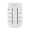 CYBERPOWER - CSP600WSURC5 - 6-Outlet Swivel Surge Protector with 2 USB 3.6A Type A & C, 900 Joules, Wall Tap, EMI/RFI filtering, White, $75,000 CEG