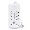 CYBERPOWER - CSP806U - 8-Outlet Surge Protector with 3200 Joules, 6FT Cord, 2-USB Ports 2.4A, EMI/RFI filtering, white, and $320,000K CEG