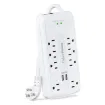 CYBERPOWER - CSP806U - 8-Outlet Surge Protector with 3200 Joules, 6FT Cord, 2-USB Ports 2.4A, EMI/RFI filtering, white, and $320,000K CEG