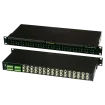 SECO-LARM - EVT-AH16-VT2Q - 1U 16-Channel Active Balun Hub. Allows up to 16 CCTV cameras to be connected via inexpensive Cat5e/6 UTP cable. Rack mount or stackable. 16 Video inputs (terminal block). 32 Video outputs (2 per channel). Dual voltage: 12/