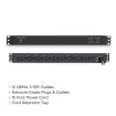 Cyber Power - PDU15B2F10R - 15A (Derated to 12A), 120 V, 50Hz/60Hz, NEMA 5-15P plug, 12 NEMA 5-15R, 1U Rackmount, 15 ft Cord
