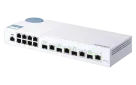 QNAP - QSW-M408-4C-US - QNAP QSW-M408-4C 12-port layer 2 managed switch. Eight 1GbE ports and four 10G SFP+/ NBASE-T Combo Ports. Easy Management with Web Browser
