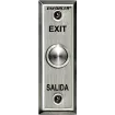 SECO-LARM - SD-7104SGEX1Q - Vandal-resistant, 1" diameter, stainless-steel, momentary pushbutton on stainless-steel slimline plate. SPDT switch, 5A@250VAC. "EXIT" and "SALIDA" printed on plate. ETL Listed. Conforms to UL Std. 294