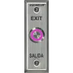 SECO-LARM - SD-7175SGEX1Q - Vandal-resistant, 1" diameter, illuminated, momentary pushbutton on slimline plate. Field-selectable LED color: red, green, blue, magenta, yellow, cyan, or white (12VDC). "EXIT" and "SALIDA" printed on plate.