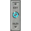SECO-LARM - SD-7175SGEX1Q - Vandal-resistant, 1" diameter, illuminated, momentary pushbutton on slimline plate. Field-selectable LED color: red, green, blue, magenta, yellow, cyan, or white (12VDC). "EXIT" and "SALIDA" printed on plate.