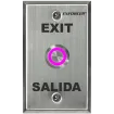 SECO-LARM - SD-7275SGEX1Q - Vandal-resistant, 1" diameter, illuminated momentary pushbutton on single-gang plate. Field-selectable LED color: red, green, blue, magenta, yellow, cyan, or white (12 VDC). "EXIT" and "SALIDA" printed on plate. ETL Listed