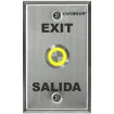 SECO-LARM - SD-7275SGEX1Q - Vandal-resistant, 1" diameter, illuminated momentary pushbutton on single-gang plate. Field-selectable LED color: red, green, blue, magenta, yellow, cyan, or white (12 VDC). "EXIT" and "SALIDA" printed on plate. ETL Listed