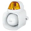SECO-LARM - SH-816S-SQ/A - 9~15 VDC Xenon Tube Strobe Light with 120dB Warble-Tone siren. 75 flashes/minute. 25W speaker with audio input for broadcasting messages, built-in tamper output, IP65. Amber Lens.