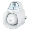 SECO-LARM - SH-816S-SQ/C - 9~15 VDC Xenon Tube Strobe Light with 120dB Warble-Tone siren. 75 flashes/minute. 25W speaker with audio input for broadcasting messages, built-in tamper output, IP65. Clear Lens.