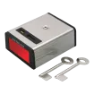 SECO-LARM - SS-078Q - Latching N.O. Panic Button. Push-to-close, with key reset. 1A@12VDC. Surface-mount ABS plastic case with stainless-steel cover.
