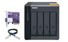 QNAP - TL-D400S-US - 4-bay desktop SATA JBOD expansion unit with a QXP-400eS-A1164 PCIe SATA host card and 1 SFF-8088 to SFF-8088 SAS/SATA 6Gb/s external cables
