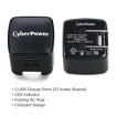 Cyber Power - TR12U3A - USB Wall Charger, 2 USB, 3.1A, Folding AC plug, LED Power Indicator, 1 Year Warranty