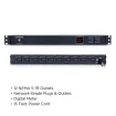 Cyber Power - PDU15M2F10R - 15A (Derated to 12A), 120 V, 50Hz/60Hz, NEMA 5-15P plug, 12 NEMA 5-15R, 1U Rackmount, 15 ft Cord, Limited Lifetime Warranty
