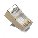 Platinum Tools - 106182C - RJ45 (8P8C) Cat5e Shielded Connector, HP, Round-Solid 3-Prong. 50/Clamshell.