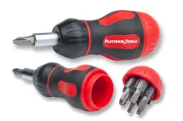 Platinum Tools - 19120C - 8-in-1 Ratcheted Stubby Screwdriver. Clamshell.