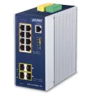 Planet - IGS-5225-8P4S-12V - Industrial L2+ 8-Port 10/100/1000T 802.3at PoE + 2-Port 100/1G SFP + 2-Port 100/1G/2.5G SFP Managed Ethernet Switch w/ 12V Booster