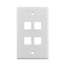 Simply 45 - S45-3204W - 4 Port White Keystone Wall Plate, Standard, Single Gang, UL - 1EA/BAG