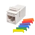 Simply 45 - S45-3250W - Cat5E UTP White Keystone Feed-Thru Coupler - w/6-Color Snap-On ID Bars Included. 1ea/bag