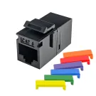 Simply 45 - S45-3260B - Cat6 UTP Black Keystone Feed-Thru Coupler - w/6-Color Snap-On ID Bars Included. 1ea/bag