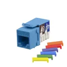 Simply 45 - S45-3590BL - Cat5e UTP 90° Blue Keystone 110 Style, Dust Cover, IDC Cap, UL Listed - w/6-Color Snap-On ID Bars Included. 1ea/bag