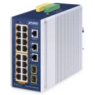 Planet - IGS-4215-16P2T2S - Industrial 16-Port 10/100/1000T 802.3at PoE + 2-Port 10/100/1000T + 2-Port 100/1000X SFP Managed Ethernet Switch