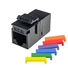 Simply 45 - S45-3250B - Cat5E UTP Black Keystone Feed-Thru Coupler - w/6-Color Snap-On ID Bars Included. 1ea/bag
