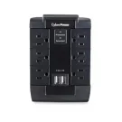 Cyber Power - CSP600WSU - 1200 J, 125 V, NEMA 5-15P plug, 6 NEMA 5-15R, 2 (2.4A shared) USB ports, 1 Year Limited Warranty