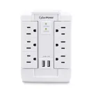 CYBERPOWER - CSP600WSURC2 - 6-Outlet (Swivel) Wall Tap with 1200 Joules, 2 USB 2.4A shared, white