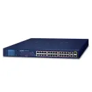 Planet - FGSW-2622VHP - 24-Port 10/100TX 802.3at PoE + 2-Port 10/100/1000T + 2-Port 1000X SFP Ethernet Switch with smart color LCD (300W PoE Budget, Standard/VLAN/Extend mode, PoE Budget, bandwidth control, PD alive check setup over LCD )