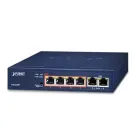 PLANET - FSD-604HP - 4-Port 10/100TX 802.3at POE + 2-Port 10/100TX Desktop Switch (60W POE Budget, 250m Extend mode, fanless, internal Power Supply)