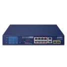Planet - GSD-1222VHP - 8-Port 10/100/1000T 802.3at PoE + 2-Port 10/100/1000T + 2-Port 1000SX SFP Gigabit Switch with Smart Color