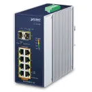 Planet - IGS-1020PTF-12V - IP30 Industrial 8-Port 10/100/1000T 802.3at PoE + 2-Port 100/1000X SFP Ethernet Switch w/ 12V Booster (-40~75 degrees C)