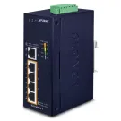 Planet - IGS-504HPT - IP40 Industrial 4-Port 10/100/1000T 802.3at PoE + 1-Port 10/100/1000T Gigabit Ethernet Switch(-40 to 75 C, dual 12V~56V DC power boost, PoE Usage LED)