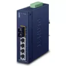 Planet - ISW-511TS15 - IP30 Slim Type 4-Port Industrial Ethernet Switch + 1-Port 100Base-FX(15KM) (-40 - 75 C)