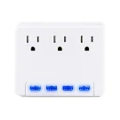 Cyber Power - P3WU - 3 AC Outlet Wall Tap 125V with 4 Lighted 4.2A USB Charging Ports 