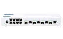QNAP - QSW-M408-4C-US - QNAP QSW-M408-4C 12-port layer 2 managed switch. Eight 1GbE ports and four 10G SFP+/ NBASE-T Combo Ports. Easy Management with Web Browser