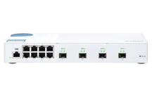 QNAP - QSW-M408S-US - QNAP QSW-M408S 12-port layer 2 Managed Switch. Eight 1GbE ports and four 10G SFP+ Ports. Easy Management with Web Browser