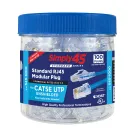 Simply 45 - S45-1000 - Standard Cat5e UTP RJ45 Modular Plugs, Blue Tint - 100pcs/Jar