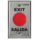 SECO-LARM - SD-7213-RSP - R-T-E Plate with Pneumatic Timer (2~60 seconds). 1½" Red mushroom-cap button. NO/NC contact, rated 5A@125VAC. Stainless-steel, single-gang plate. "EXIT" and "SALIDA" printed on plate. No power required.