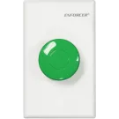 SECO-LARM - SD-7217GWQ - 1½" Green mushroom-cap button with single-gang white plate. NO/NC contact, rated 5A@125VAC.