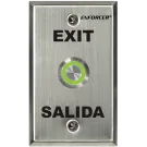SECO-LARM - SD-7275SGEX1Q - Vandal-resistant, 1" diameter, illuminated momentary pushbutton on single-gang plate. Field-selectable LED color: red, green, blue, magenta, yellow, cyan, or white (12 VDC). "EXIT" and "SALIDA" printed on plate. ETL Listed