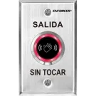 SECO-LARM - SD-9263-KS1Q - Outdoor single-gang No-Touch Sensor with Spanish message. Adjustable sensing range and relay trigger duration. "SALIDA SIN TOCAR" printed on plate.