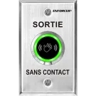 SECO-LARM - SD-9263-KS2Q - Outdoor single-gang No-Touch Sensor with French message. Adjustable sensing range and relay trigger duration. "SORTIE SANS CONTACT" printed on plate.